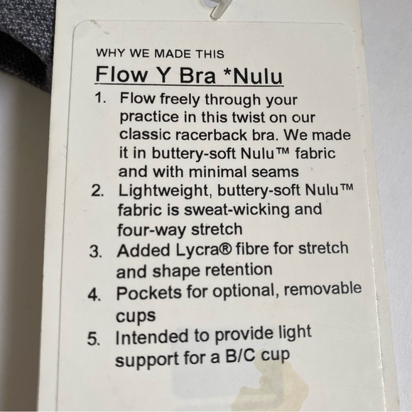 Lululemon Flow Y nulu sports bra Mini Heathered Herringbone Black white gray - Picture 5 of 8